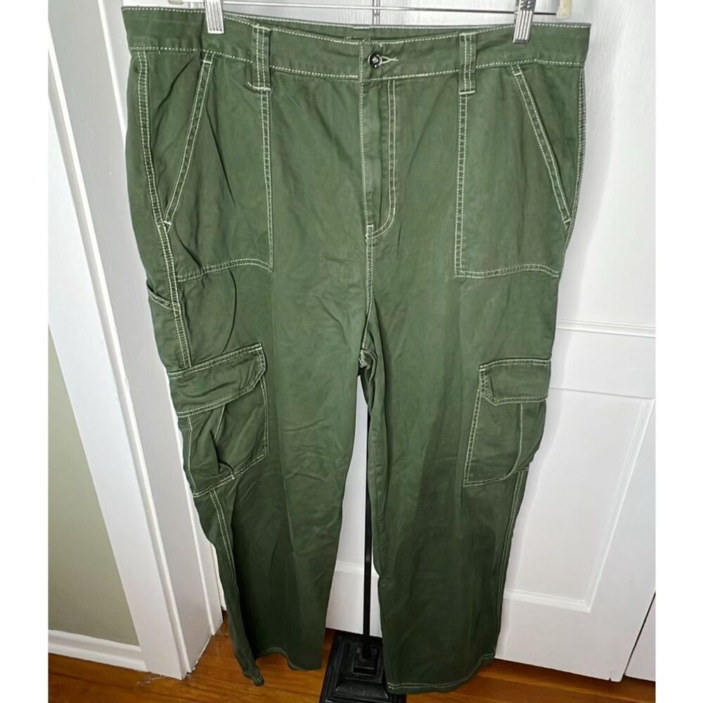 Hot Topic HT Denim Hi-Rise Carpenter Pants Army Green Size 19